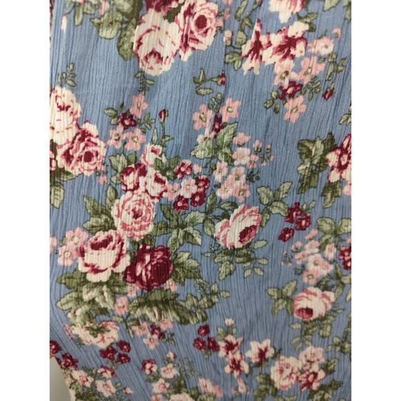 No Comment Blue Floral Mini Dress Smocked Shoulder Bell Sleeve Size L - Picture 3 of 8